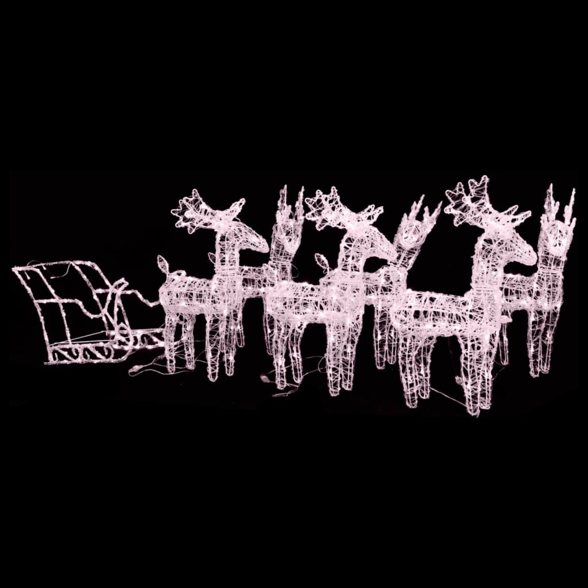 vidaXL Dekoracja świąteczna – renifery z saniami, 320 LED, akrylowa