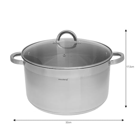 Garnek stalowy z pokrywką indukcja gaz 14L 32cm KLAUSBERG