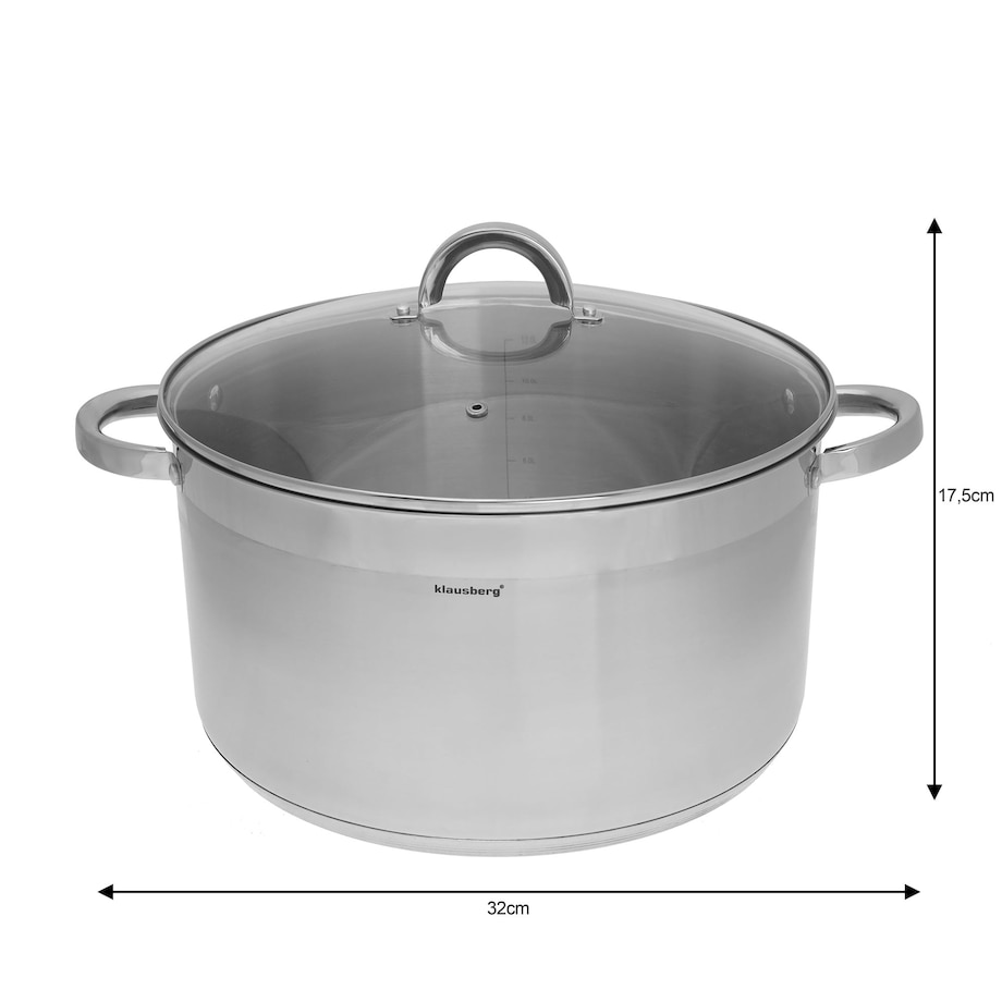 Garnek stalowy z pokrywką indukcja gaz 14L 32cm KLAUSBERG