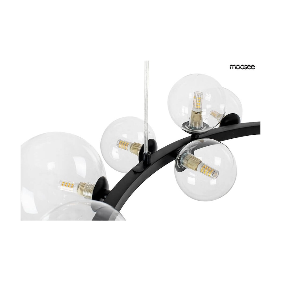 Okrągła lampa wisząca Alure szklane bąbelki ring czarny