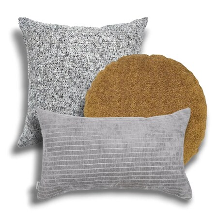 Poduszki dekoracyjne w zestawie Fiord Ronda Lines - szary z miodowym