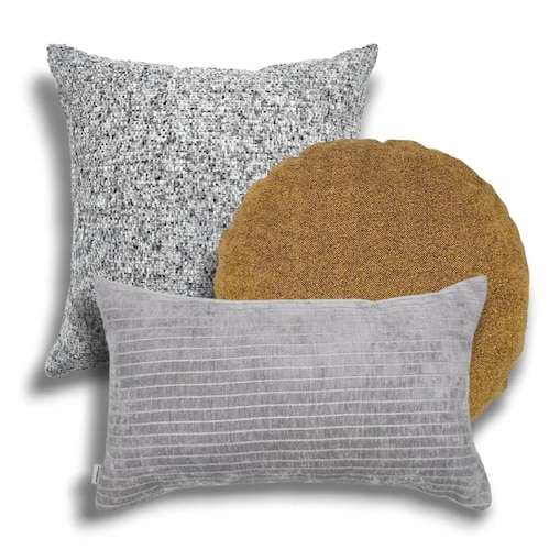 Poduszki dekoracyjne w zestawie Fiord Ronda Lines - szary z miodowym