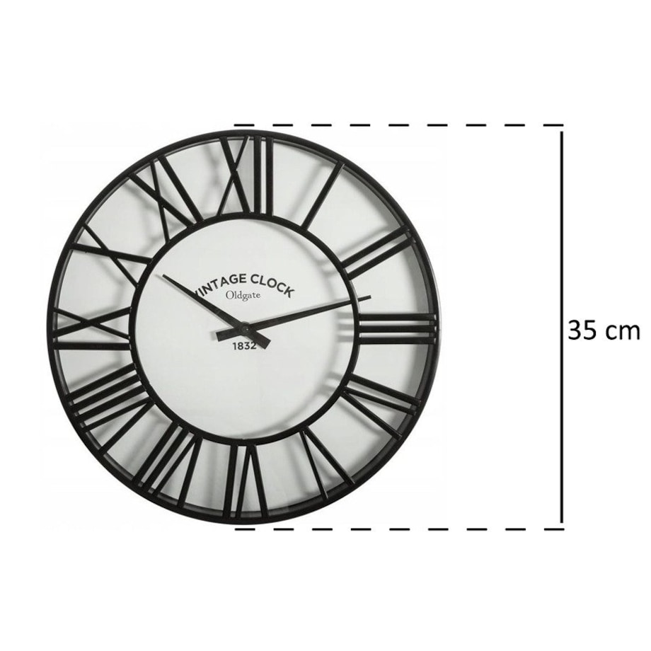 Zegar ścienny z cyframi rzymskimi, Ø 35 cm