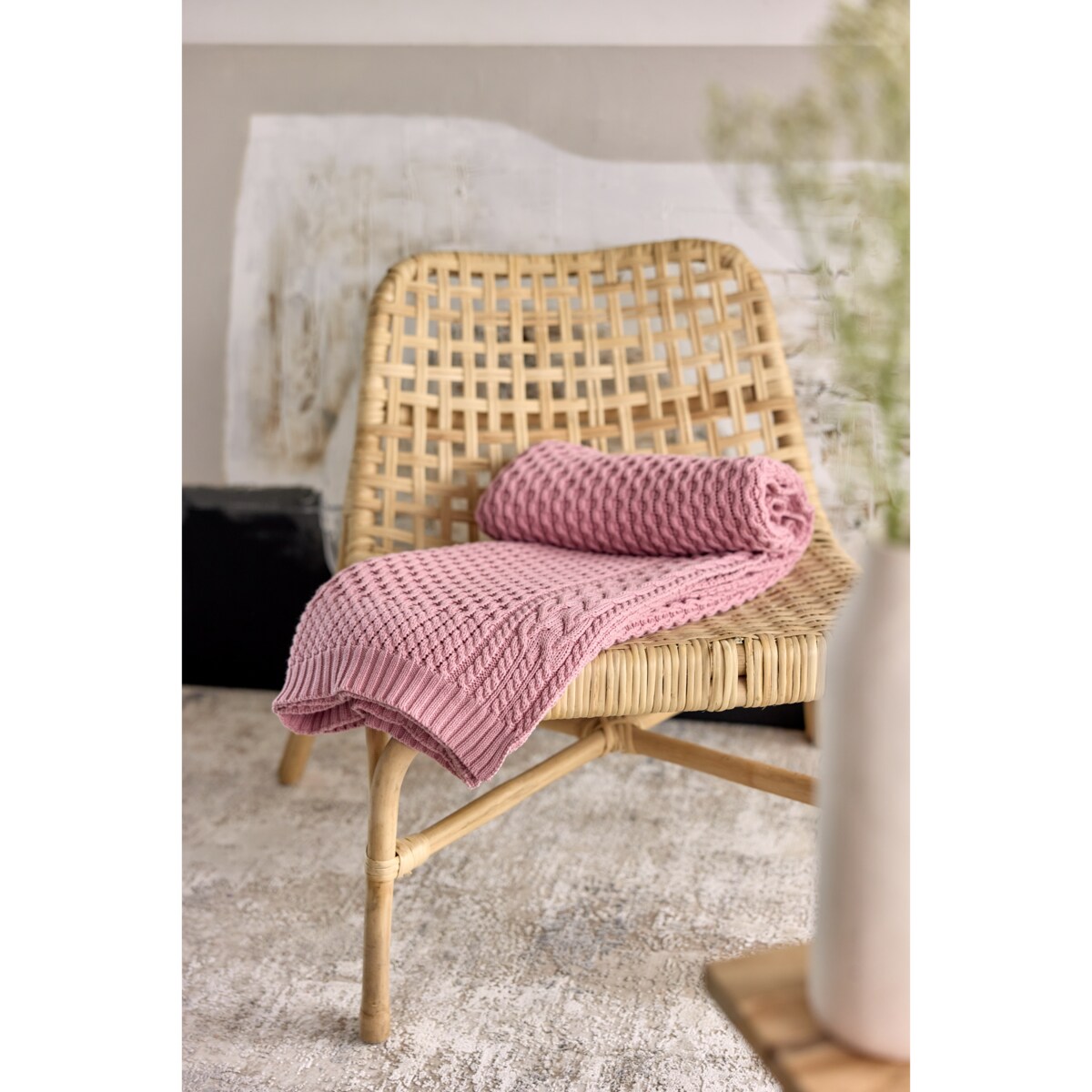Pled warkocz różowy, 130 x 160 cm, La Manta