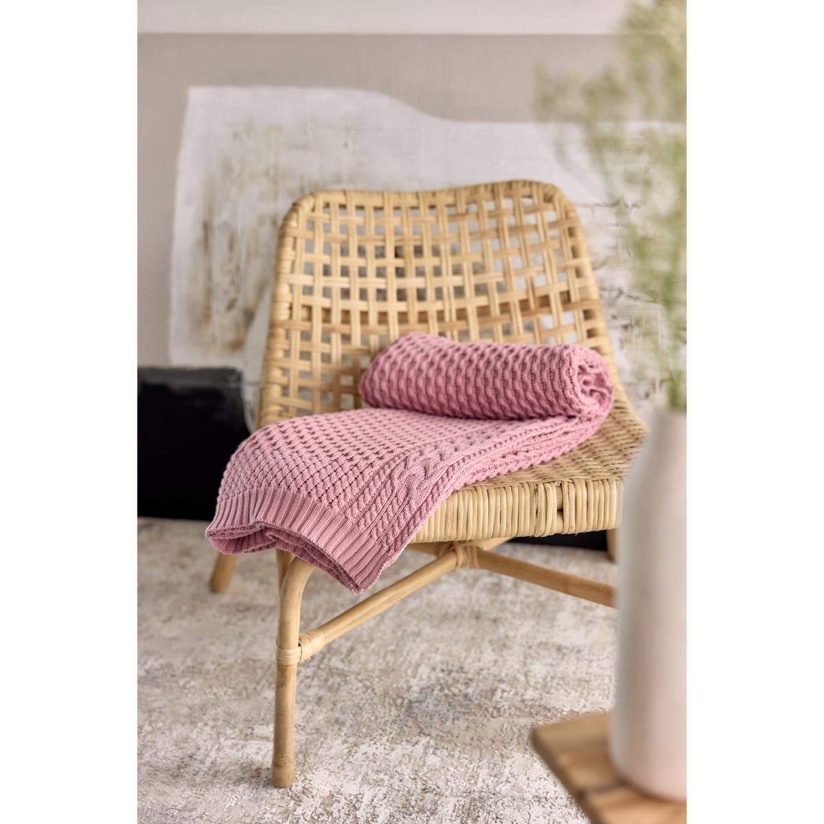 Pled warkocz różowy, 130 x 160 cm, La Manta