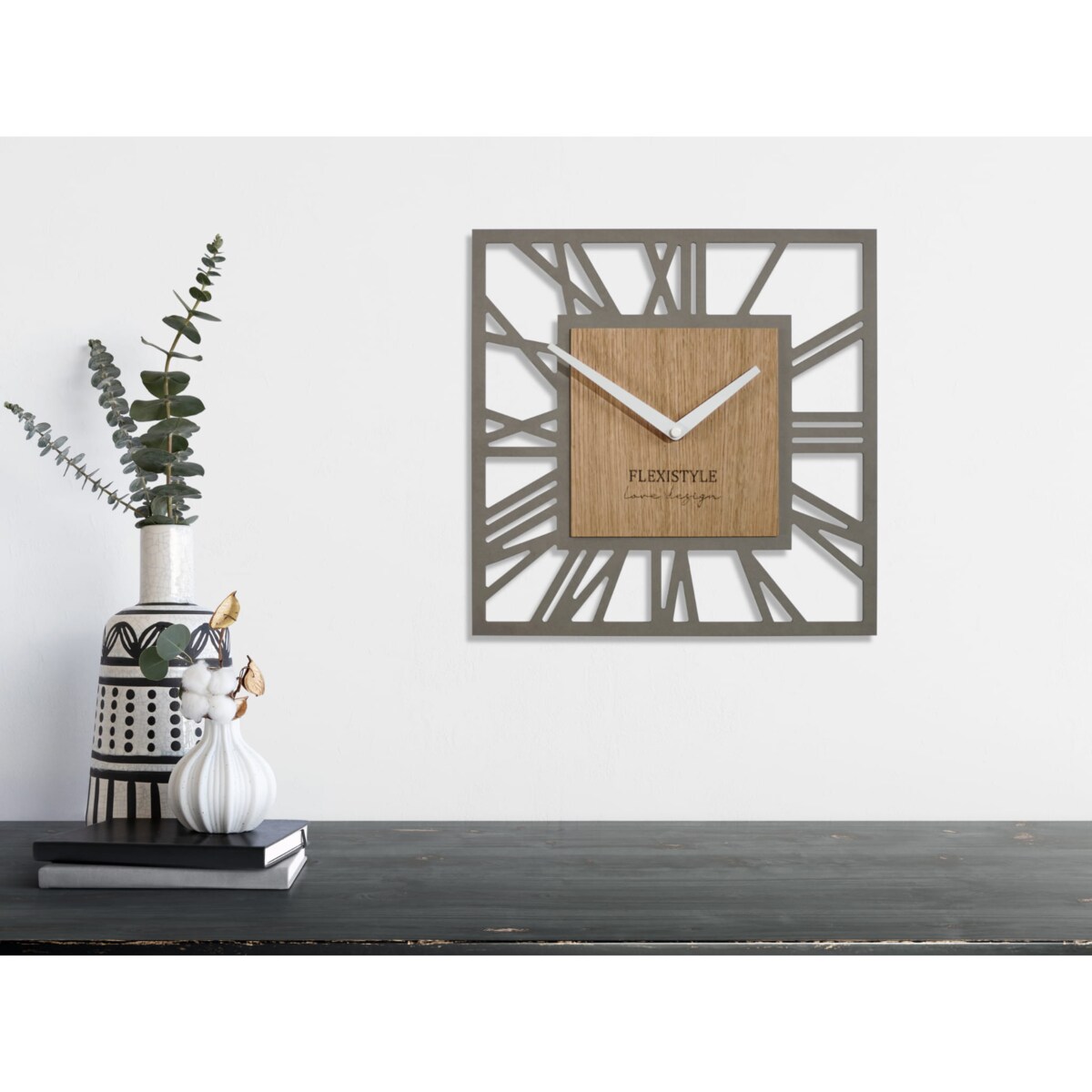 Zegar ścienny Loft Piccolo Kwadratowy dębowy 30cm