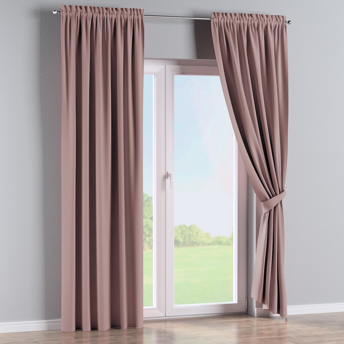Zasłona na kanale z grzywką 1 szt. 130x245 pudrowy róż