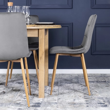 Krzesło Tapicerowane Welurowe Kuchenne Do Jadalni Salonu Szary FREDY