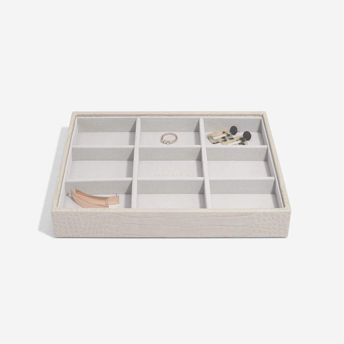 Szkatułka na biżuterię Stackers Croc 9 komorowa classic putty