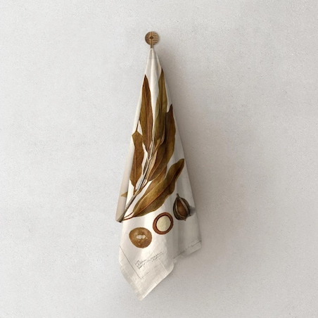 Lniany ręcznik kuchenny - Orzech macadamia