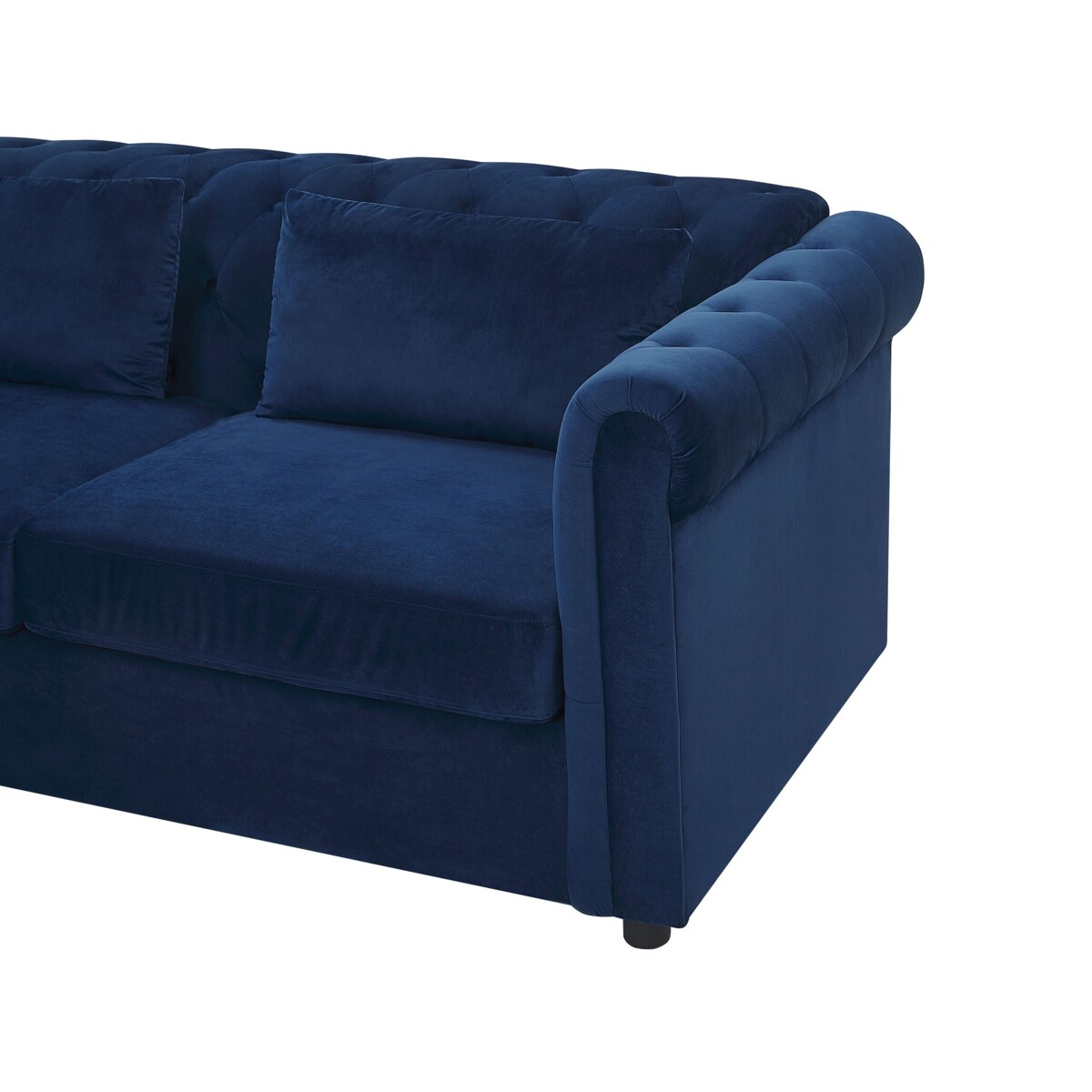 Sofa rozkładana welurowa niebieska CHESTERFIELD