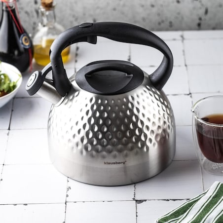Czajnik stalowy z gwizdkiem 3.0L indukcja gaz srebrny KLAUSBERG