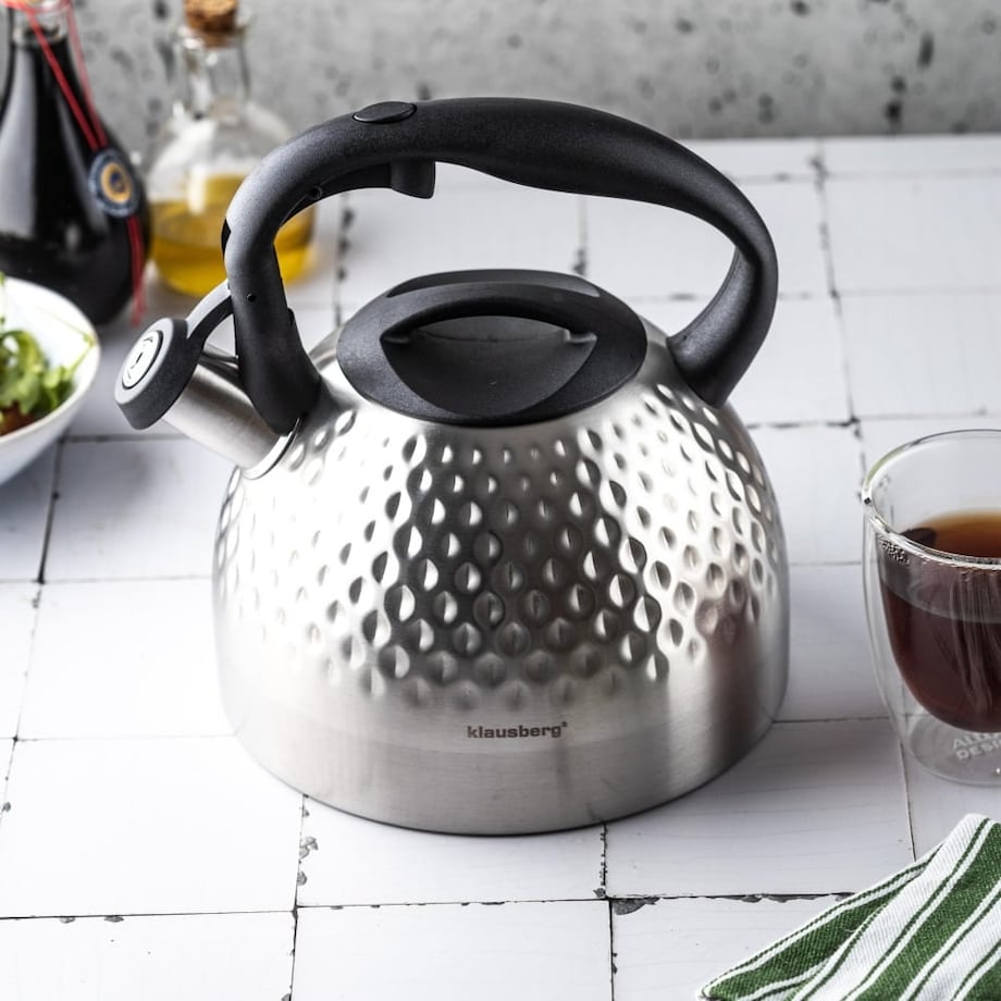 Czajnik stalowy z gwizdkiem 3.0L indukcja gaz srebrny KLAUSBERG