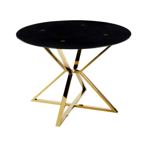 Stół do jadalni szklany okrągły ⌀ 105 cm czarny ze złotym BOSCO