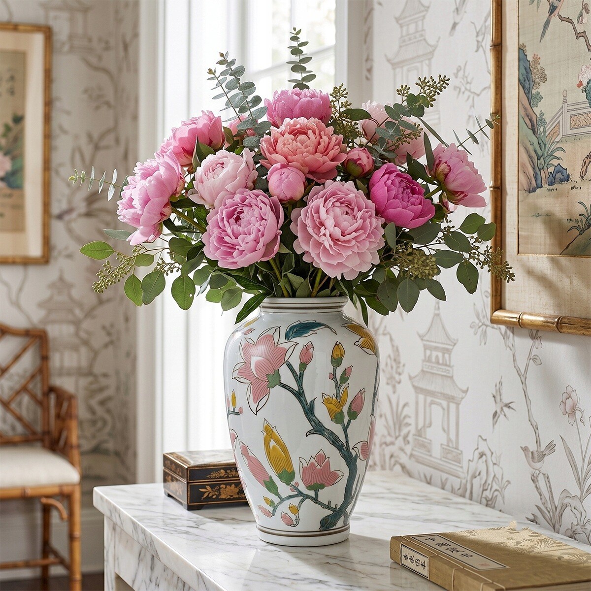WAZON NA KWIATY BUKIET TULIPANY CERAMICZNY BIAŁY DUŻY DO DOMU SALONU 30cm