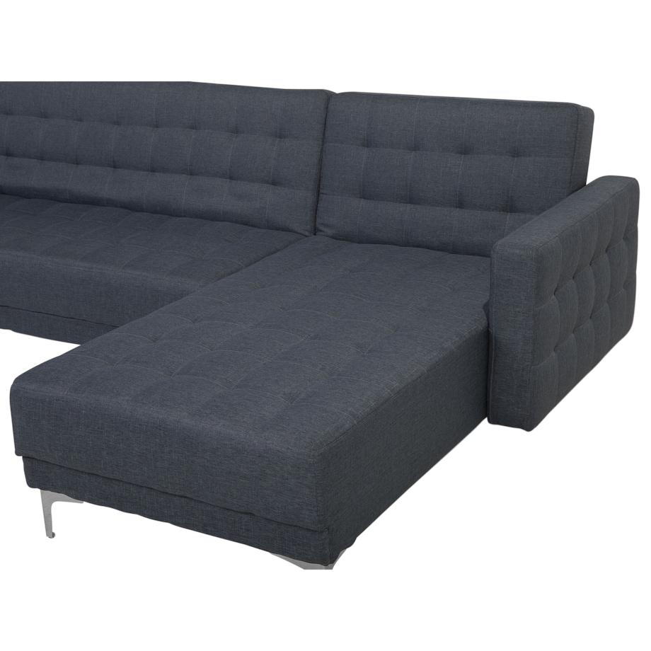 Narożnik rozkładany 4-osobowy z otomaną lewostronny ciemnoszary ABERDEEN