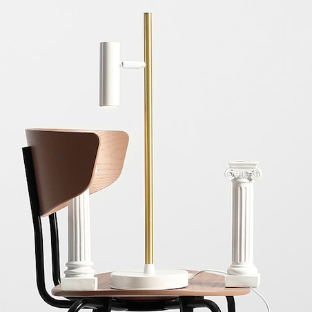 Stołowa lampa biurkowa TREVO 1097B40 Aldex regulowana lampka stojąca biała mosiądz