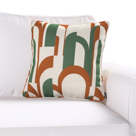 Poszewka Gabi na poduszkę 45x45 zielono-czerwony wzory na kremowym tle