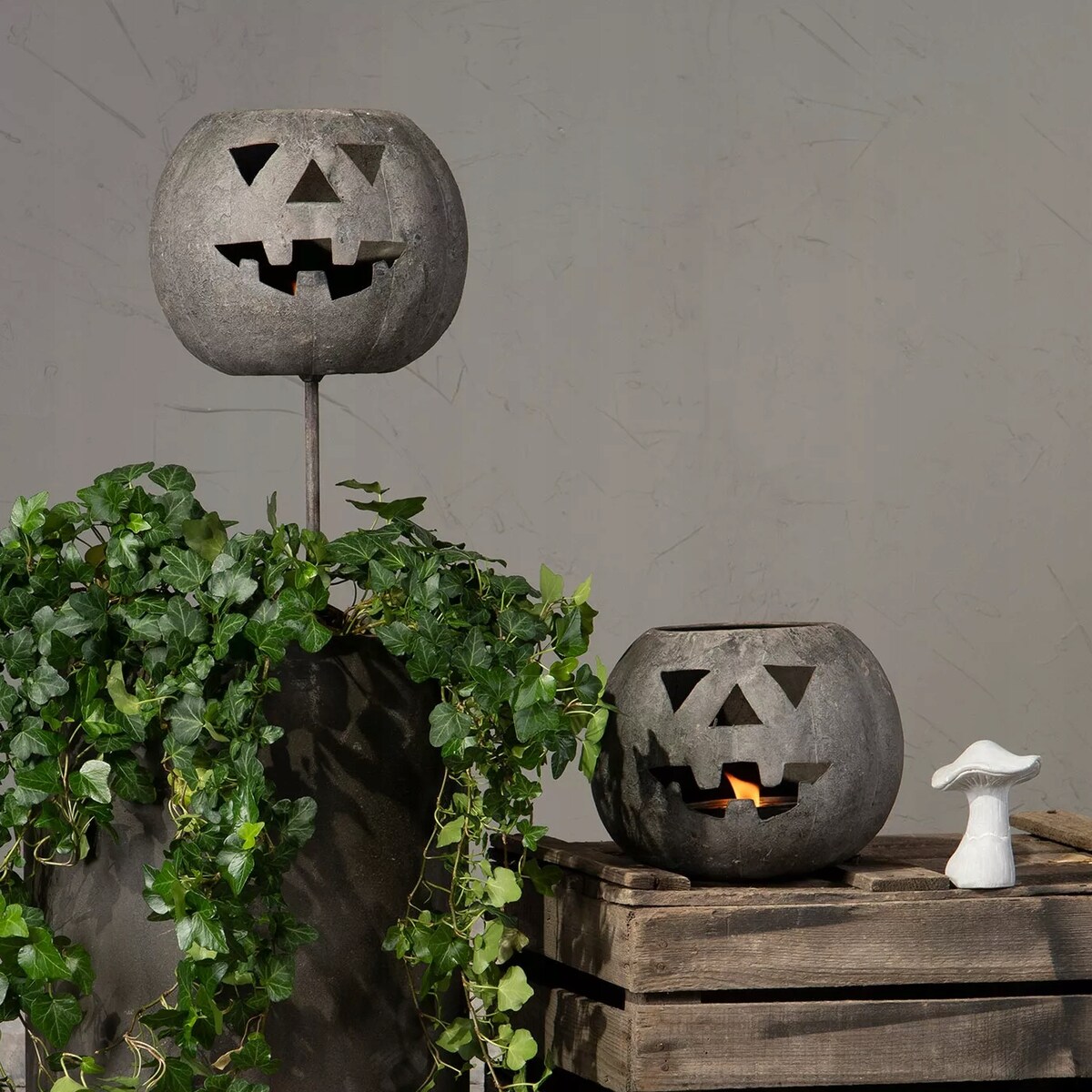LAMPION DYNIA LOFT NA HALLOWEEN JESIEŃ METALOWY DUŻY 22cm DO SALONU DOMU