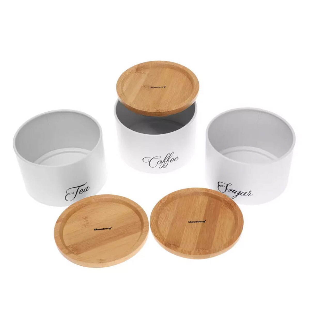 Zestaw pojemników kuchennych kawa herbata cukier biały KLAUSBERG