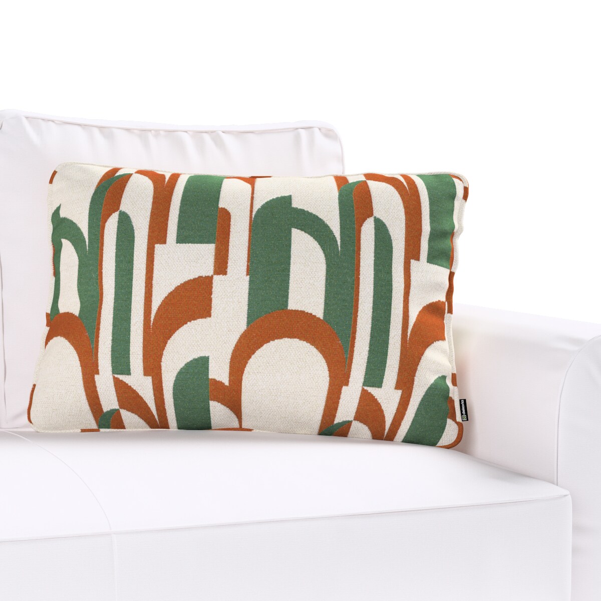 Poszewka Gabi na poduszkę prostokątna 60x40 zielono-czerwony wzory na kremowym tle