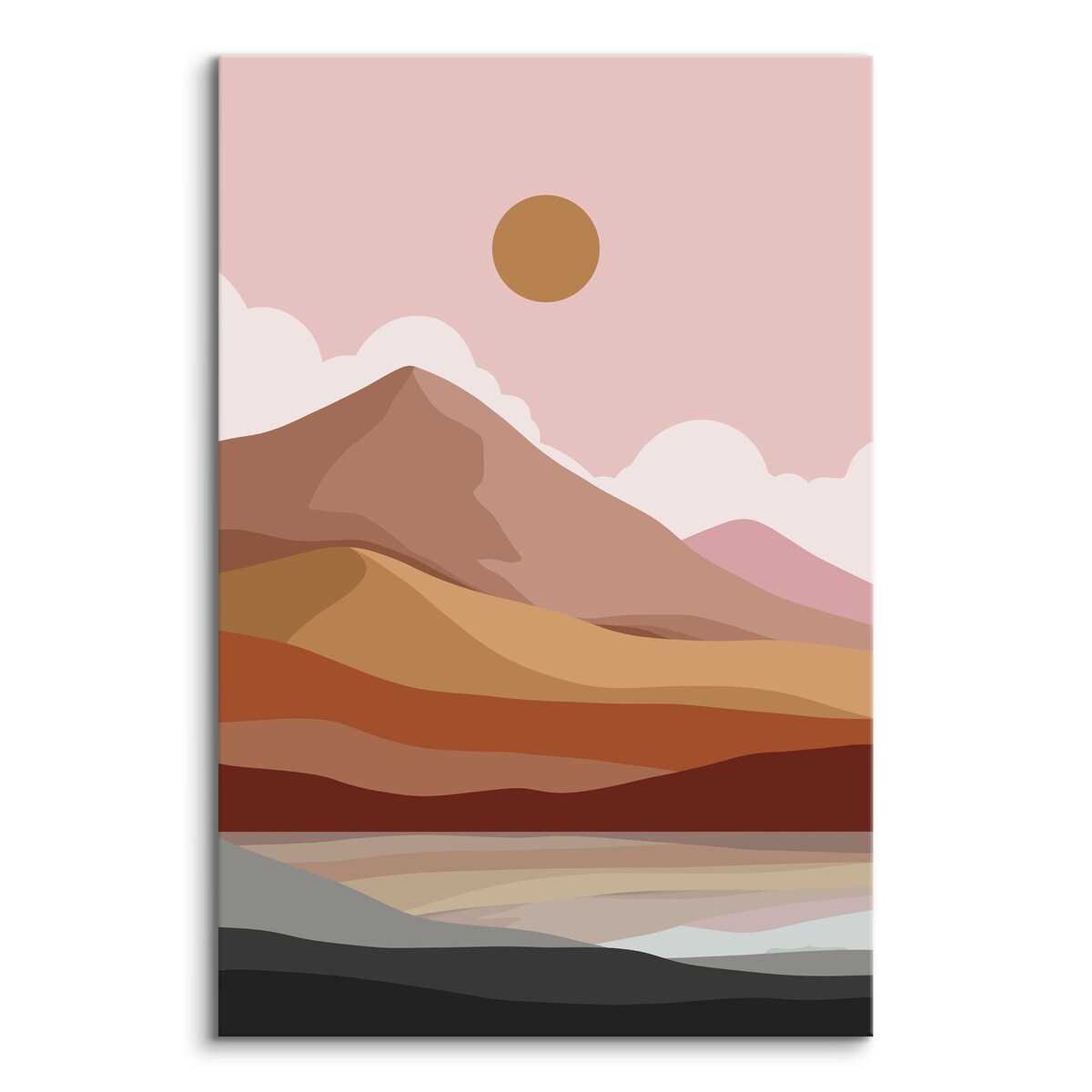 Obraz Pastelowy Akwarelowy Zachód w Górach 80x120cm