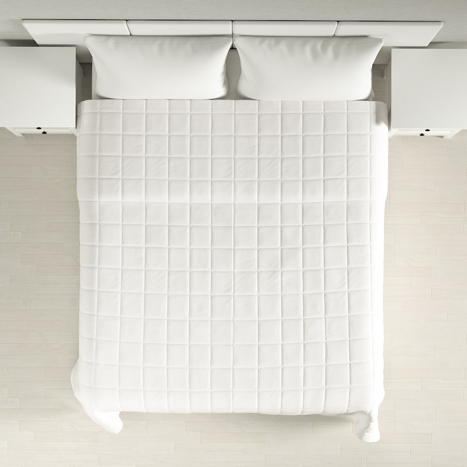 Narzuta pikowana w kratę 260x210 biały