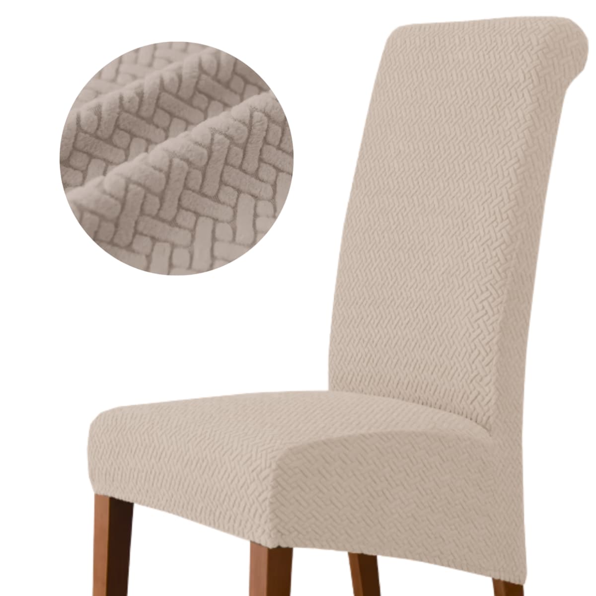 POKROWIEC NA KRZESŁO XL BEŻ CAPPUCINO ŻAKARD PROSTOKĄTNY [13-Z1-CP]