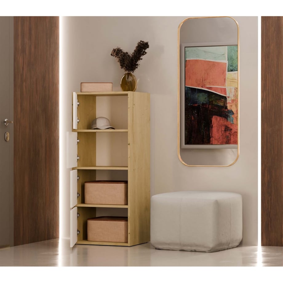 Komoda ALMA Front Biel Korpus Dąb Artisan