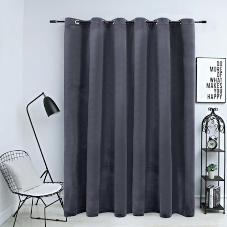 vidaXL Zasłona zaciemniająca z metalowymi kółkami, aksamit, antracyt