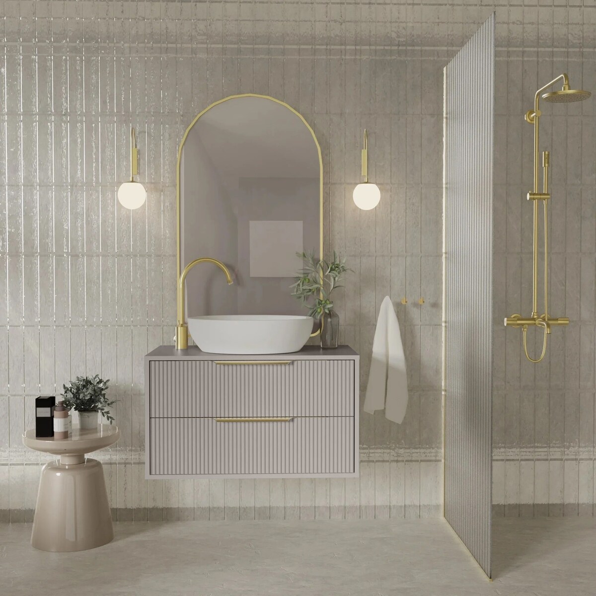 Komoda szafka łazienkowa ryflowana kaszmir Avola