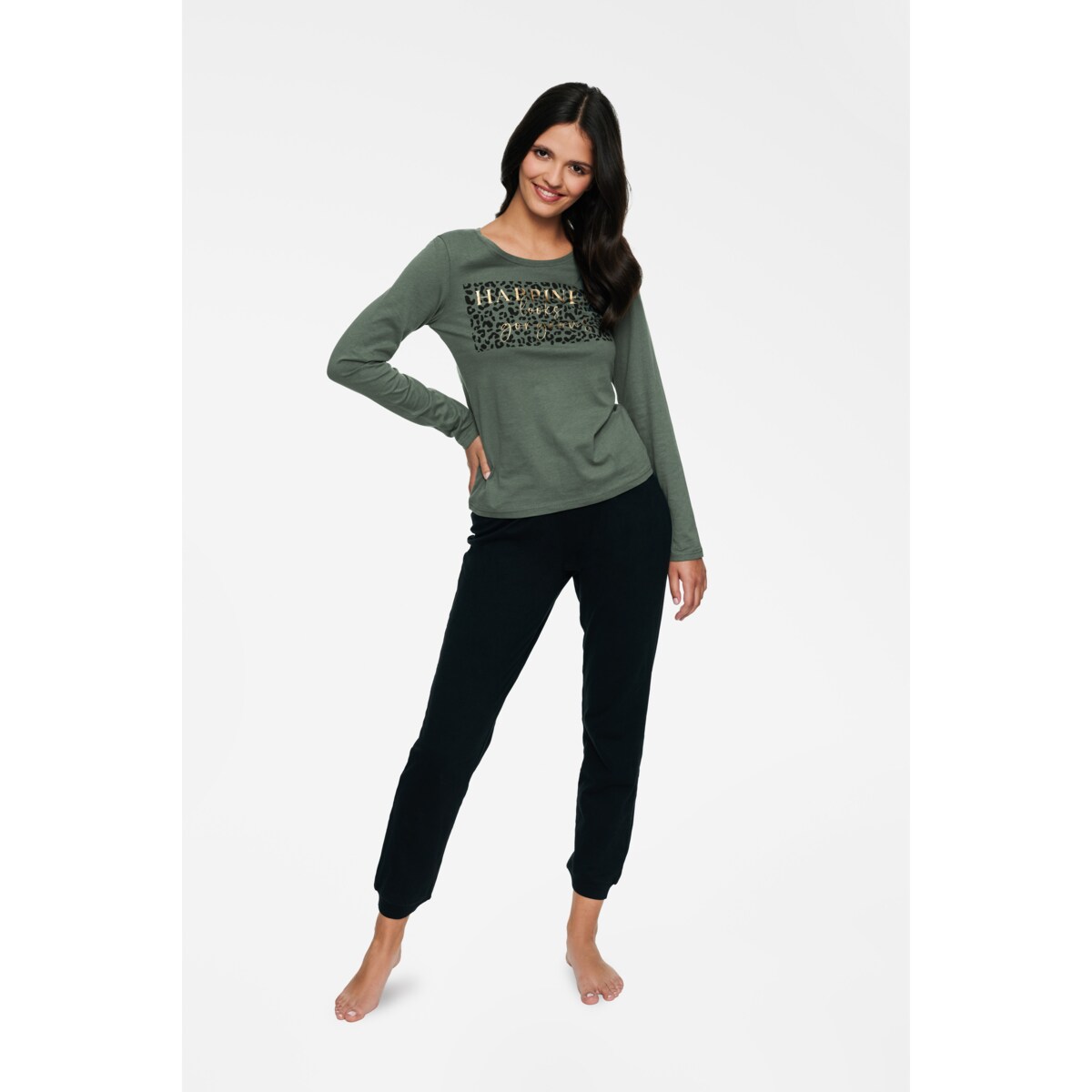 Piżama Holo 40096-87X Zielono-Czarna Zielono-Czarny, XL