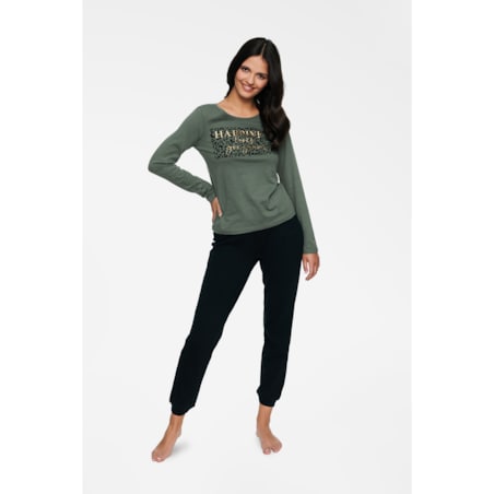 Piżama Holo 40096-87X Zielono-Czarna Zielono-Czarny, XL