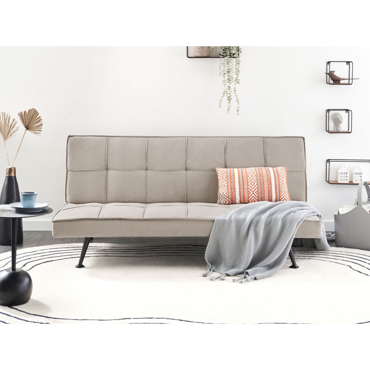 Sofa rozkładana HASLE Beżowy Tkanina