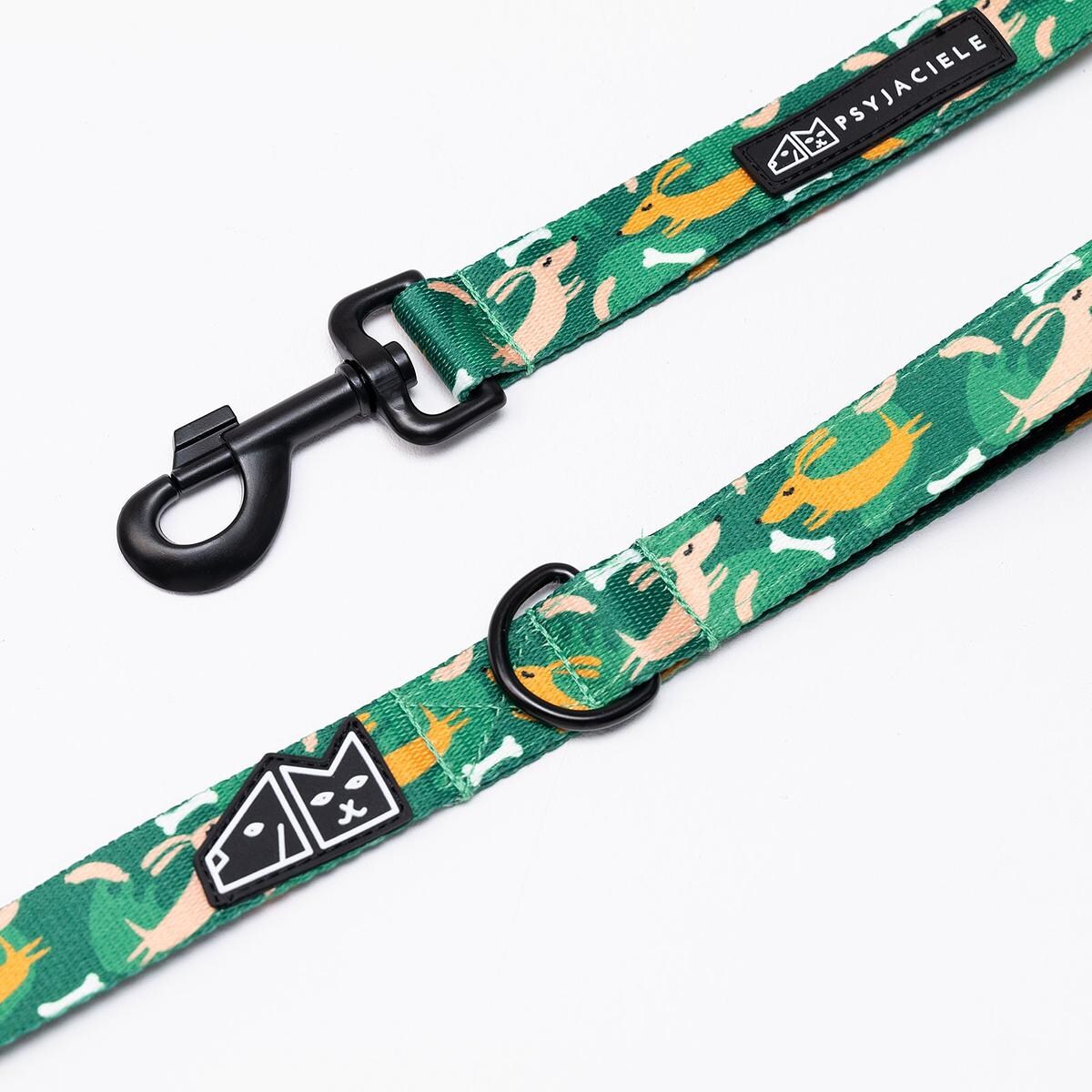 Smycz miejska dla psa lub kota "Psy na jawie" - Szerokość taśmy: 25mm, Rozmiar: S oraz Rodzaj: Mały karabinek