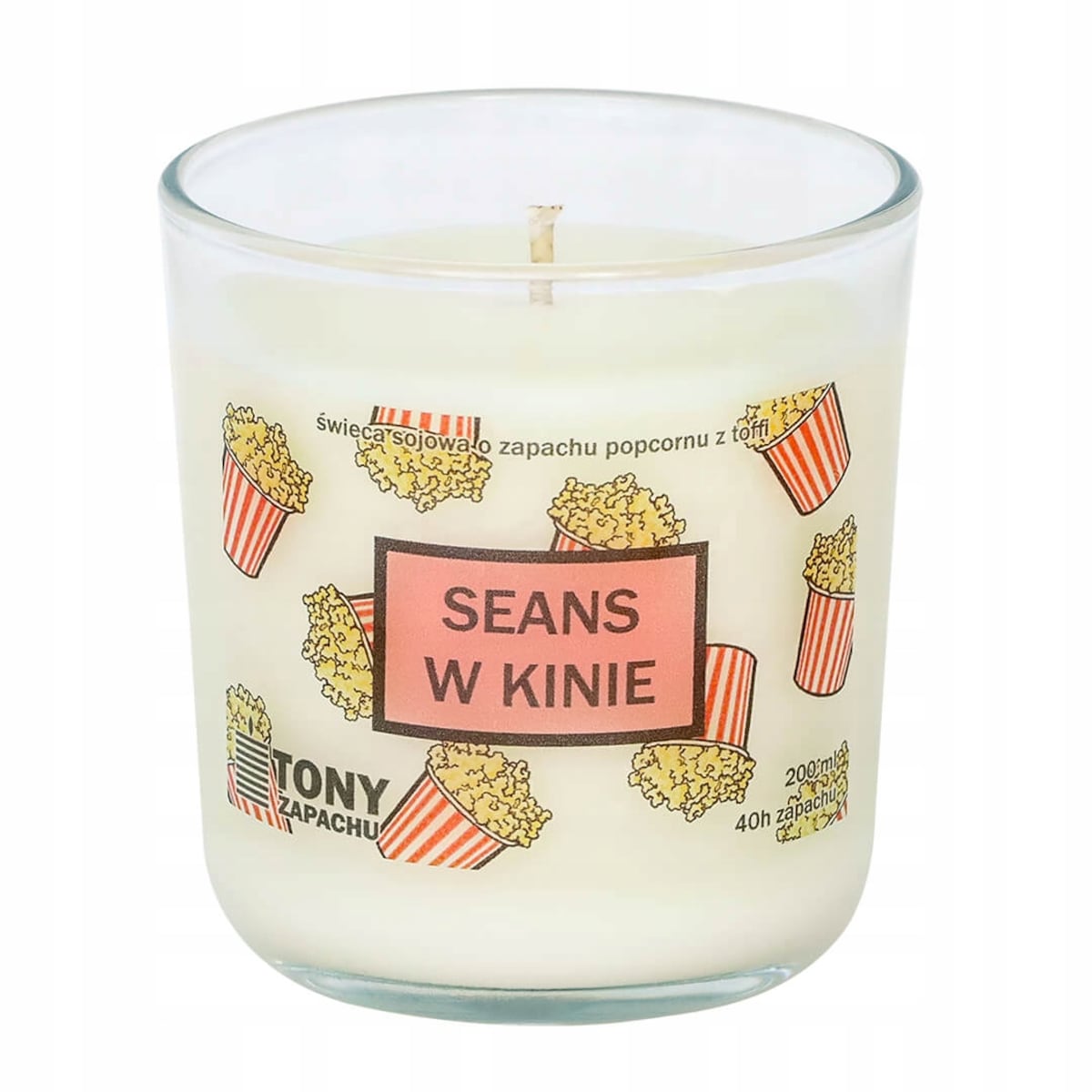 ŚWIECA SOJOWA O ZAPACHU "SEANS W KINIE" POCZUJ KLIMAT KINA W SWOIM DOMU
