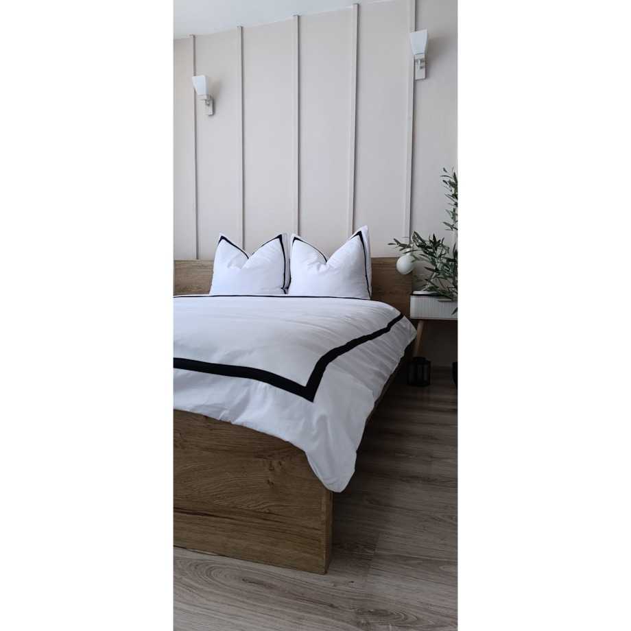 Bawełniany komplet pościeli biało czarny 200x220 + poszewki szt 2 50x60