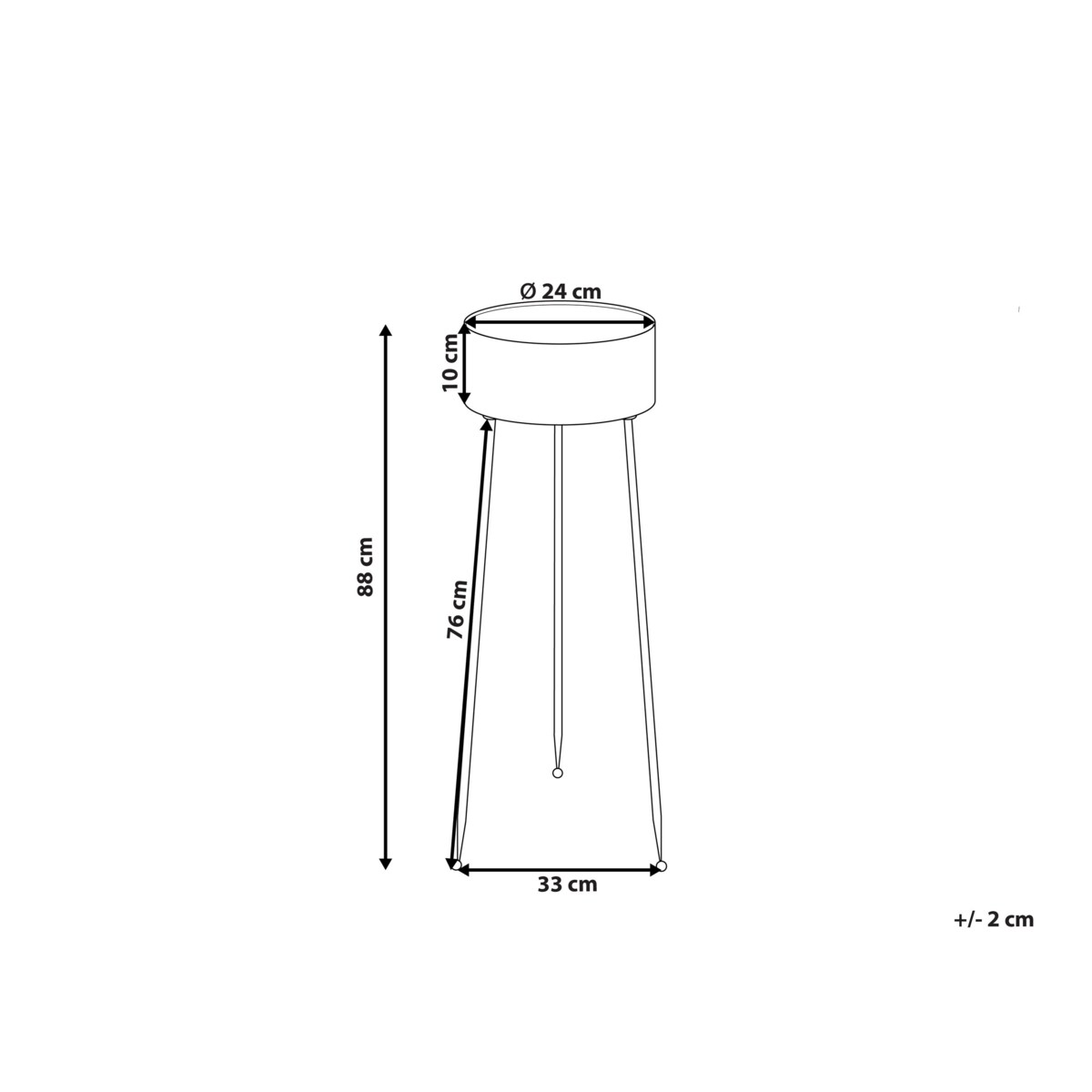 Doniczka na stojaku metalowa 33 x 31 x 88 cm czarna LEIKA