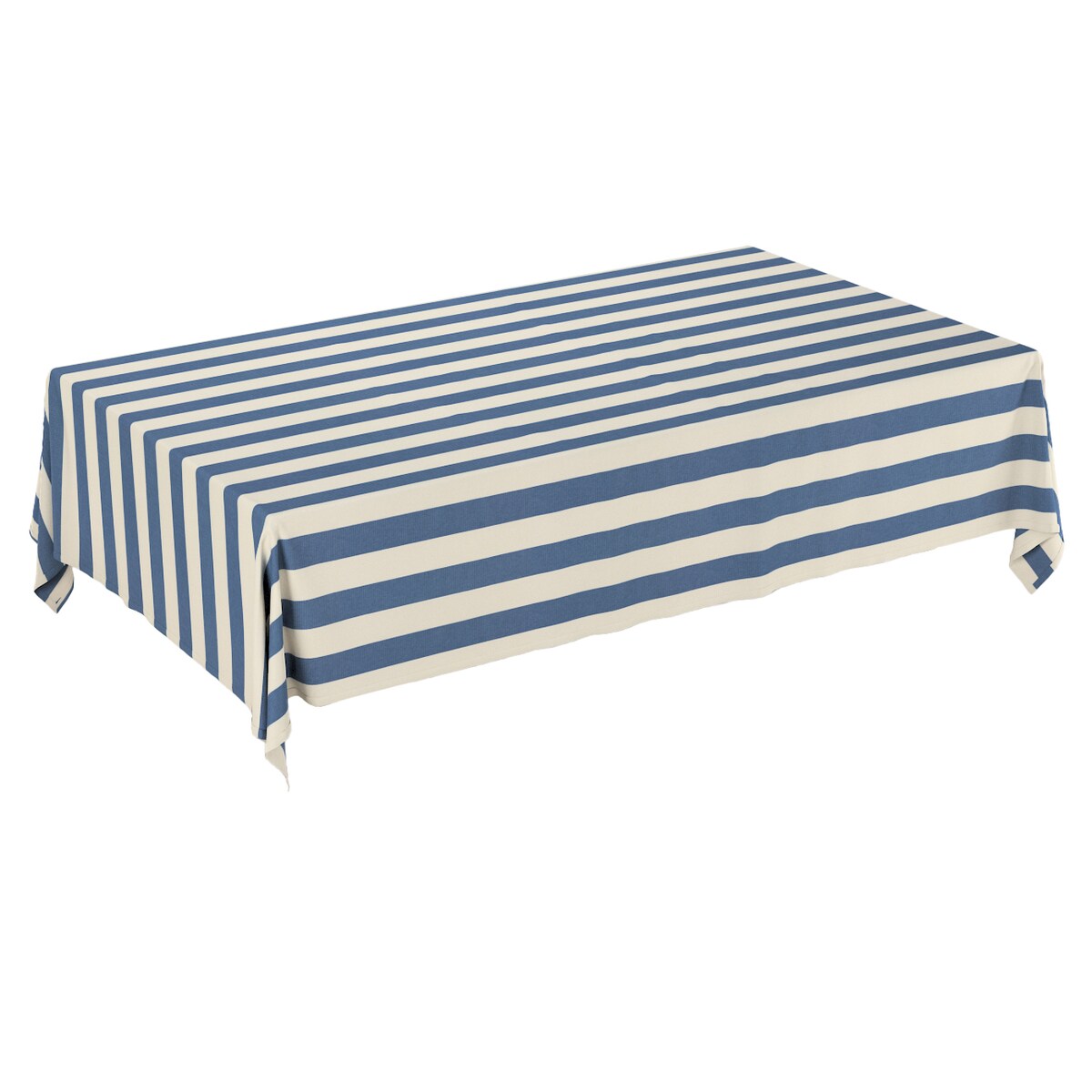 Obrus prostokątny 130 x 130 cm niebiesko-białe pionowe pasy (5,5cm)