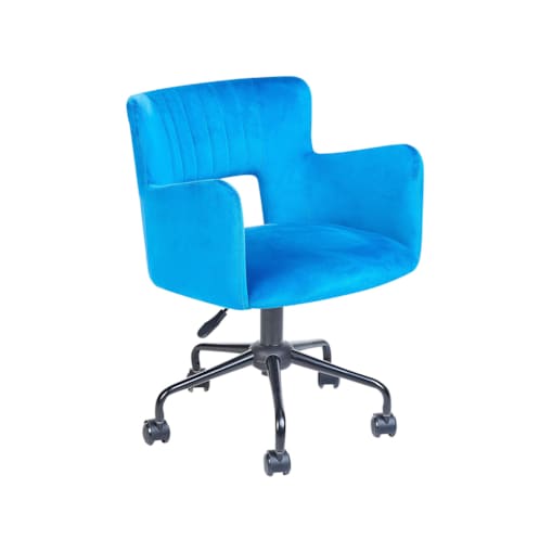 Krzesło biurowe regulowane welurowe niebieskie SANILAC