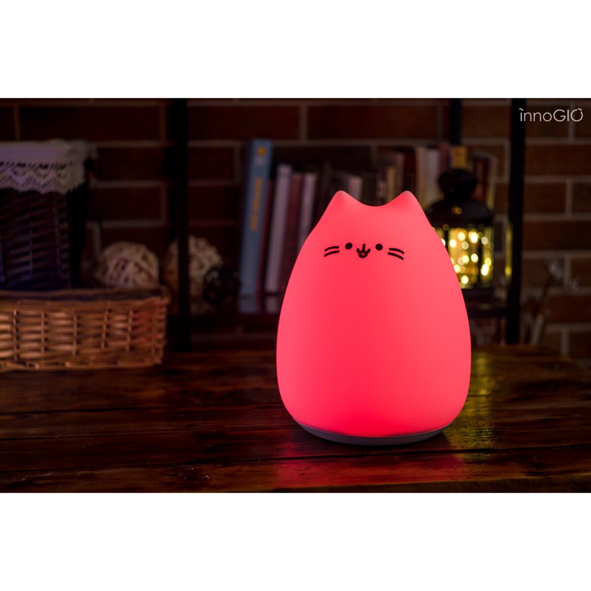 Innogio Kitty Midi silikonowa lampka nocna dla dzieci w kształcie kota 7 kolorów LED