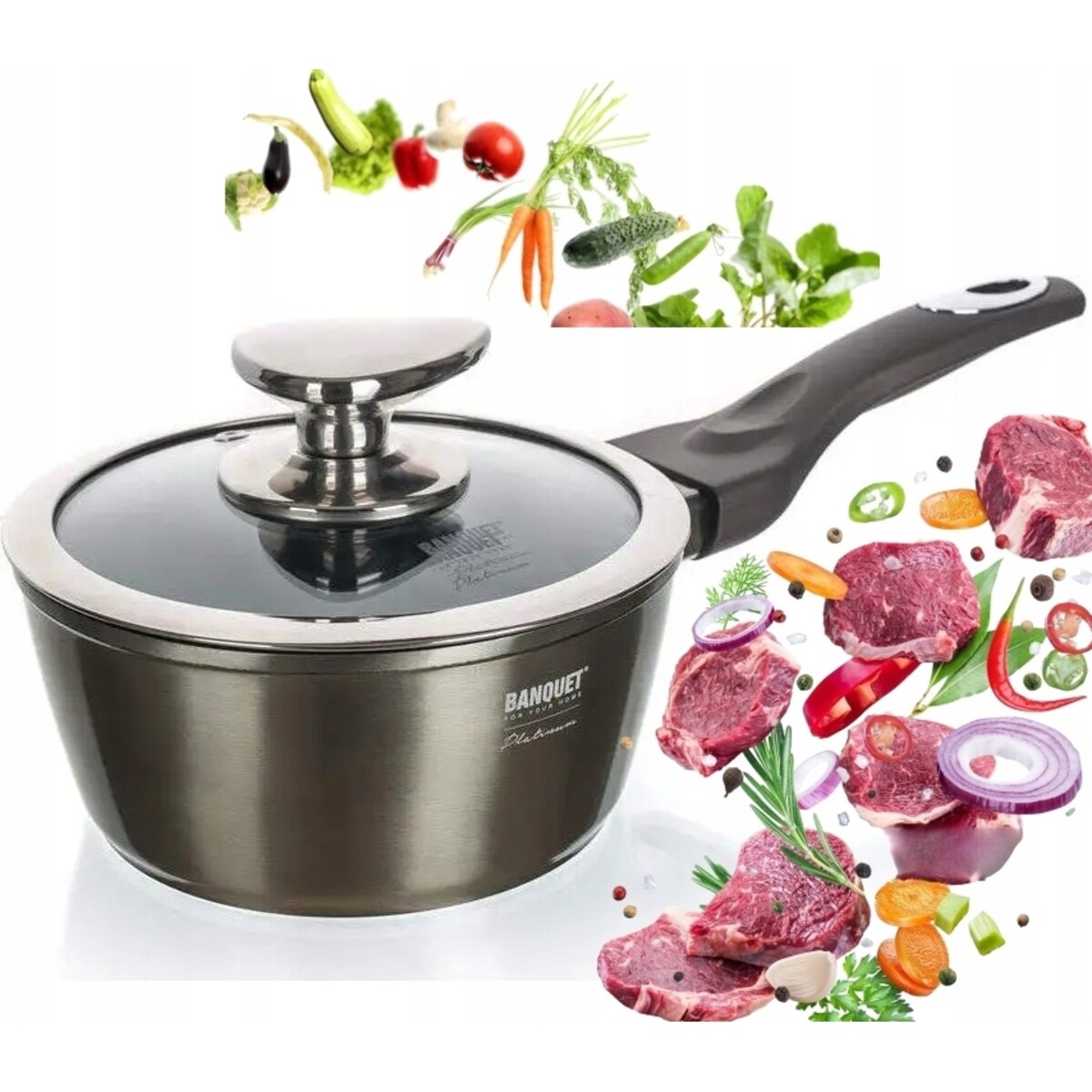 GARNEK RONDEL 16 cm 1,2 L kuchenny METALLIC premium banquet na prezent box