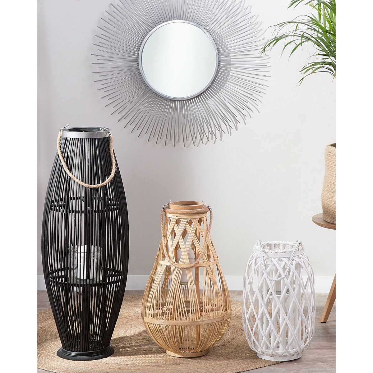 Lampion drewniany 56 cm naturalny TONGA