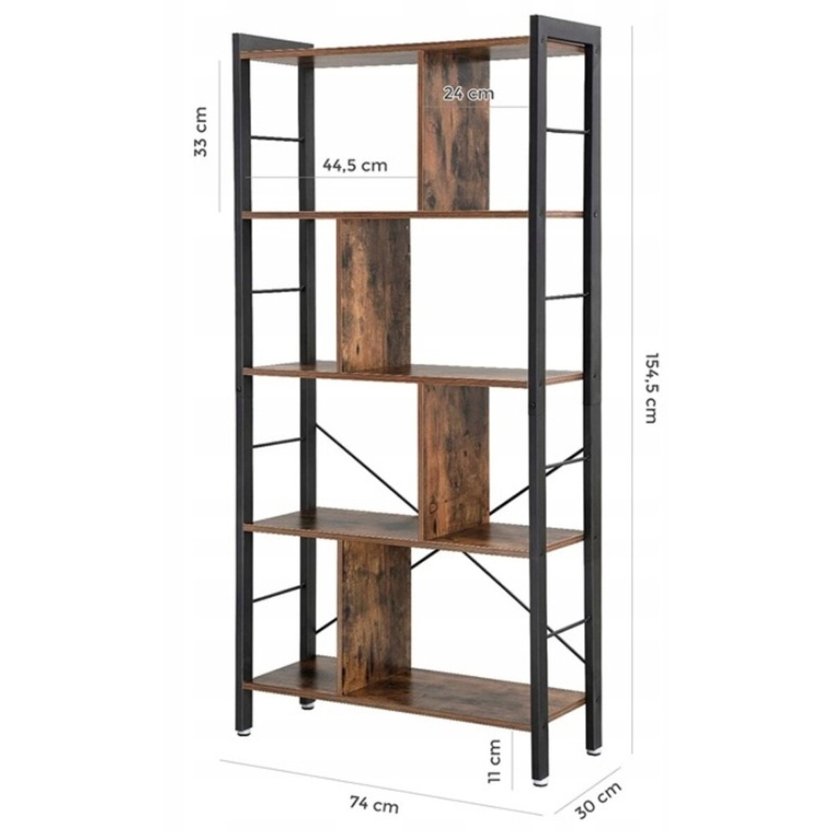 Regał Szafka Na Książki Kwiaty Drabinkowy Rustykalny Brąz Loft 154,5 Cm