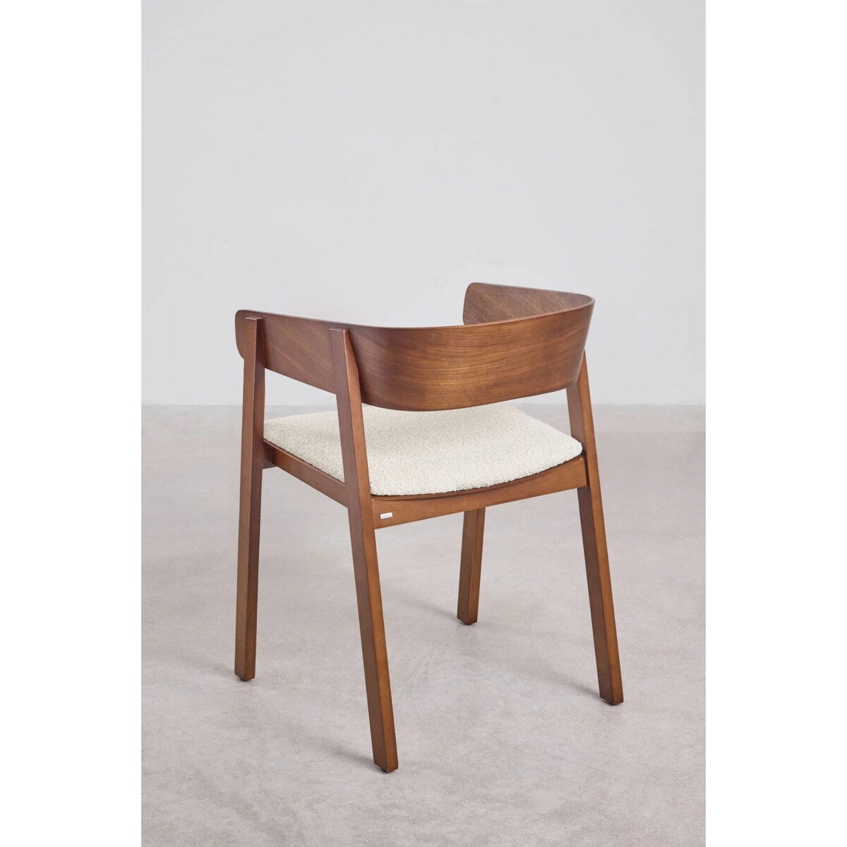 Krzesło drewniane, ciemne drewno + bouclé, Olsen