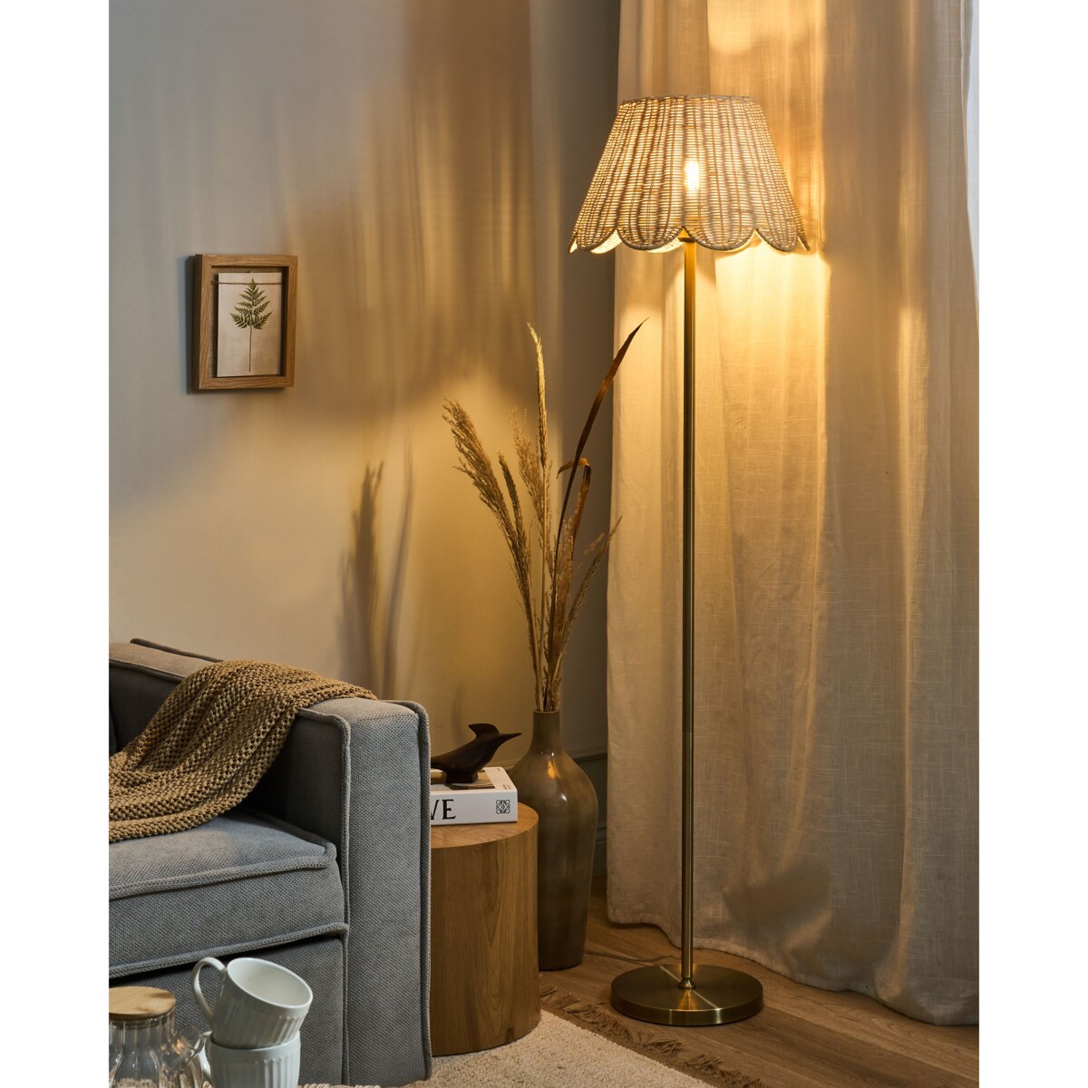 Lampa podłogowa SALM Rattan Naturalny