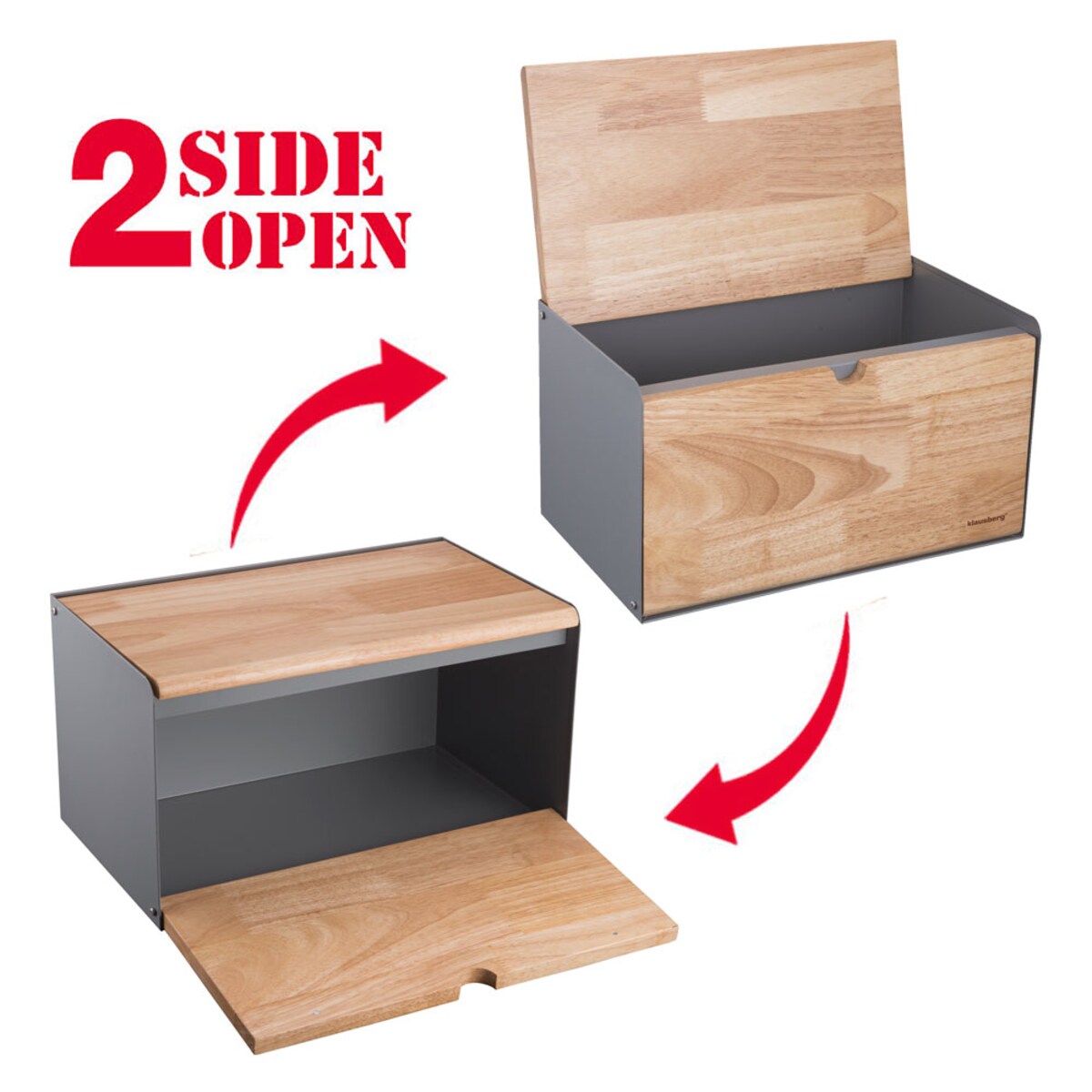 Chlebak stalowo-drewniany pojemnik na chleb pieczywo szary KLAUSBERG