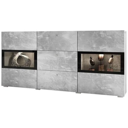 Komoda BAROS 2D3S 132 jasny beton