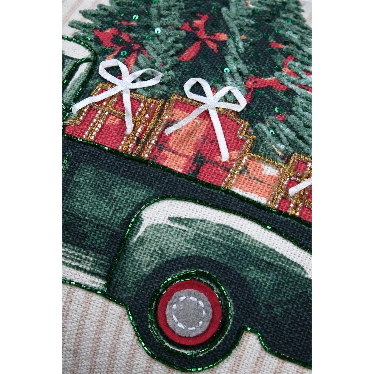 Poduszka świąteczna z autem, 35x55 cm