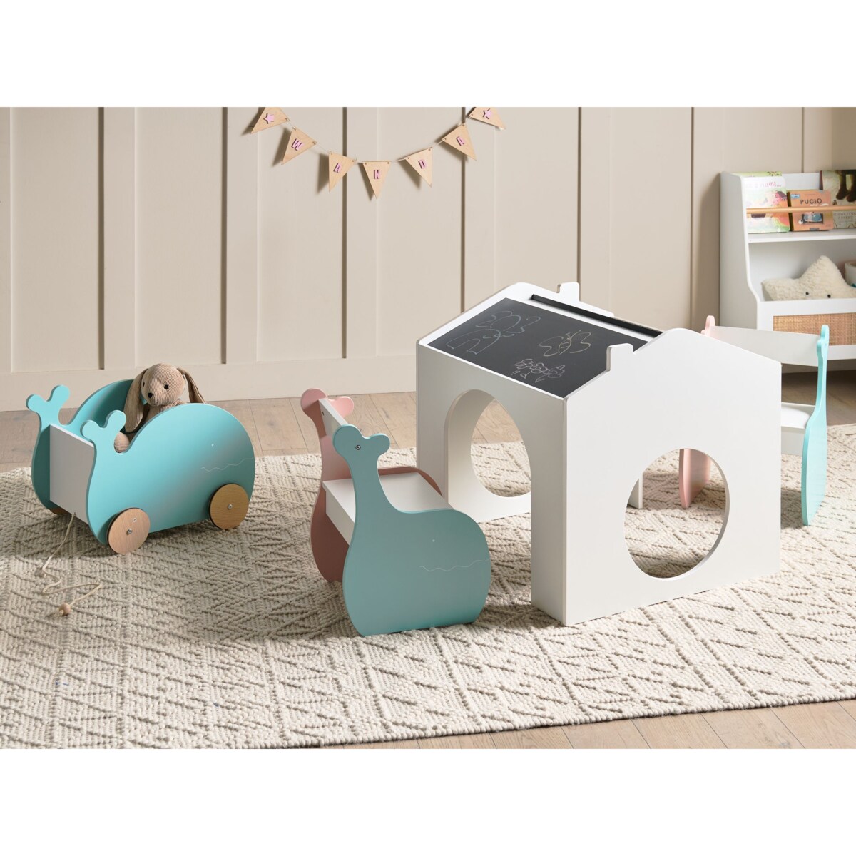 Stół z krzesłami dla dzieci WOOLI Kolorowy